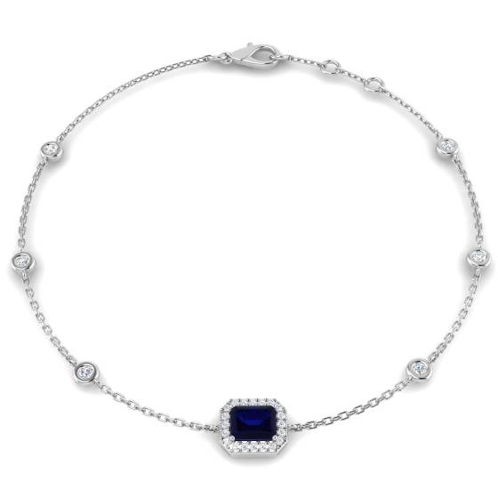 Round Cut Blue Sapphire Gemstone Bracelet