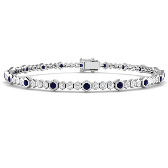 Round Cut Blue Sapphire Gemstone Bracelet
