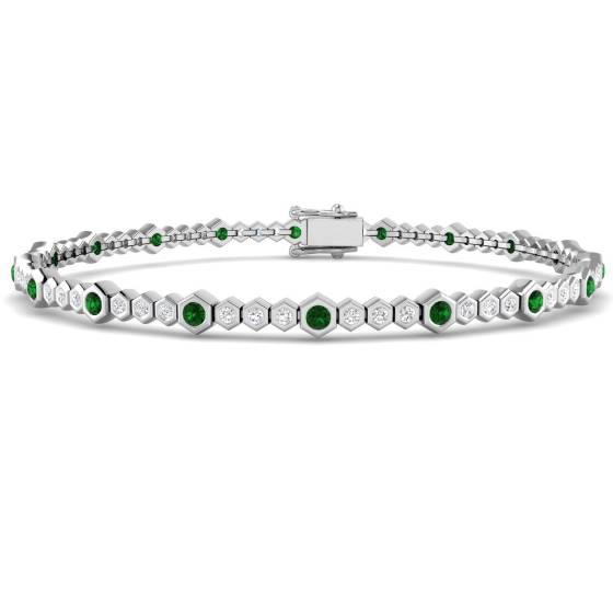 Round Cut Emerald Gemstone Bracelet