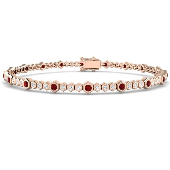 Round Cut Ruby Gemstone Bracelet