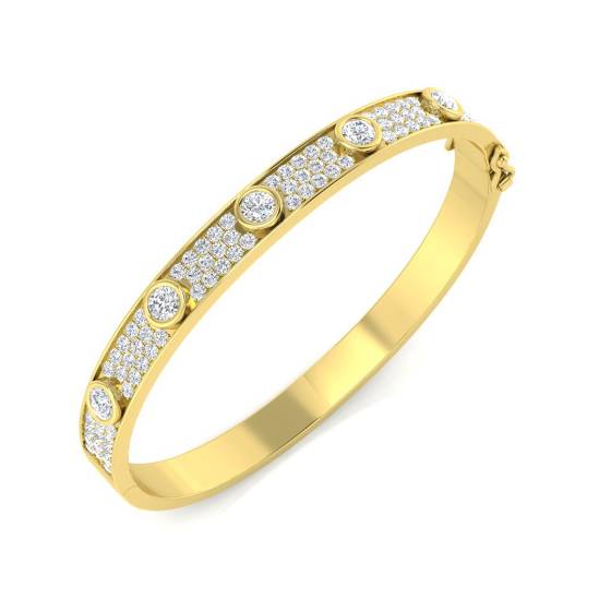 Round Diamond Bezel Set Bangle