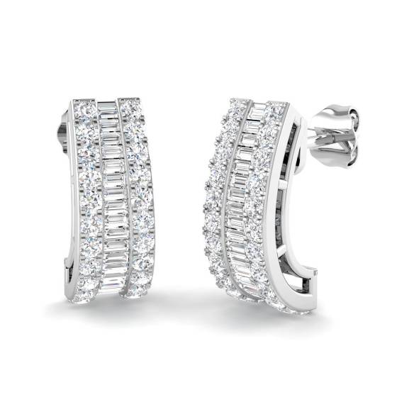 1.11ct SI/E-F Baguette cut Natural Diamonds Designer Drop Earrings