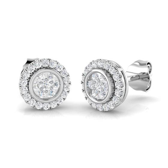0.28ct VS/E-F Round cut Natural Diamonds Cluster Earrings