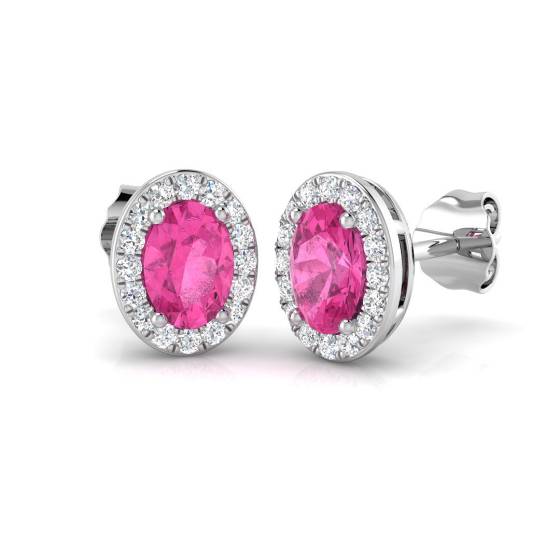 1.21ct SI/F-G Oval cut Pink Sapphire Gemstone Earrings