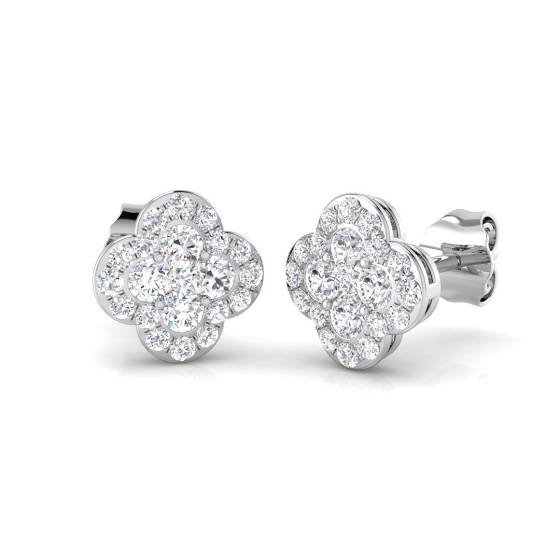 0.53ct VS/F-G Round cut Natural Diamonds Cluster Earrings