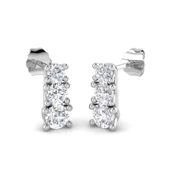 1.08ct VS/E-F Round cut Natural Diamonds Trilogy Earrings