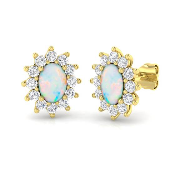 1.64ct SI/F-G Oval cut Opal Gemstone Earrings
