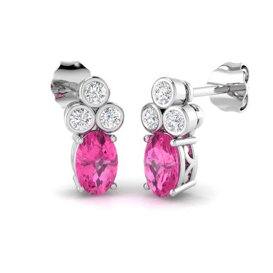 Oval Cut Pink Sapphire Drop Earrings