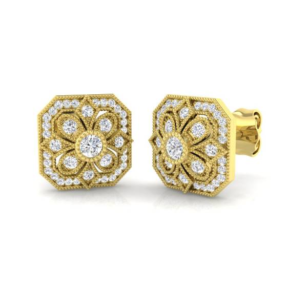 0.22ct VS/F-G Round cut Natural Diamonds Cluster Earrings