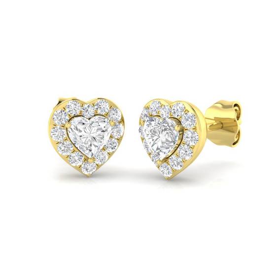 0.82ct VS/F-G Heart cut Natural Diamonds Halo Earrings