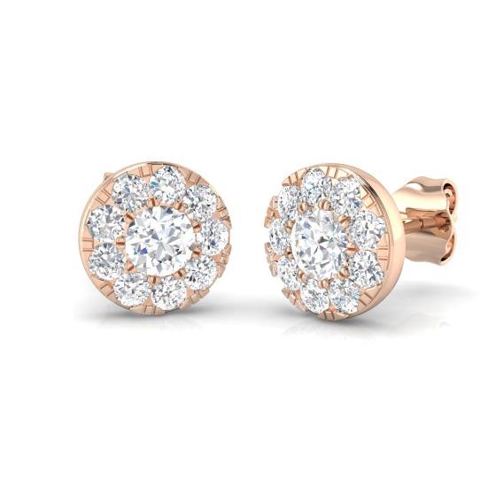 0.91ct SI/F-G Round cut Natural Diamonds Halo Earrings
