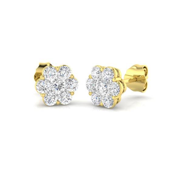 0.76ct SI/E-F Round cut Natural Diamonds Cluster Earrings