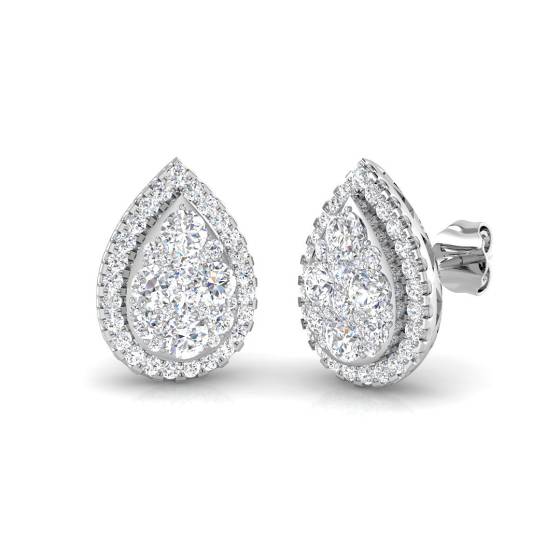 1.12ct SI/F-G Round cut Natural Diamonds Cluster Earrings