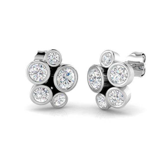 1.13ct VVS/E-F Round Cut Labgrown Rubover Bubble Earrings