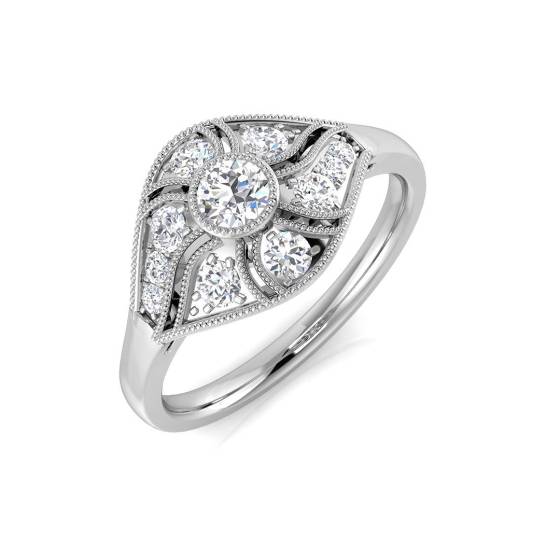 0.39ct VS/E-F Round cut Natural Diamonds Cluster Ring