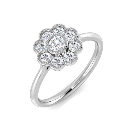 0.50ct VS/E-F Round cut Natural Diamonds Cluster Ring