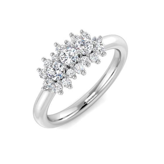 0.52ct VS/E-F Round cut Natural Diamonds Cluster Ring