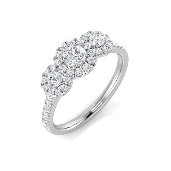 0.70ct VS/E-F Round cut Natural Diamonds Cluster Ring
