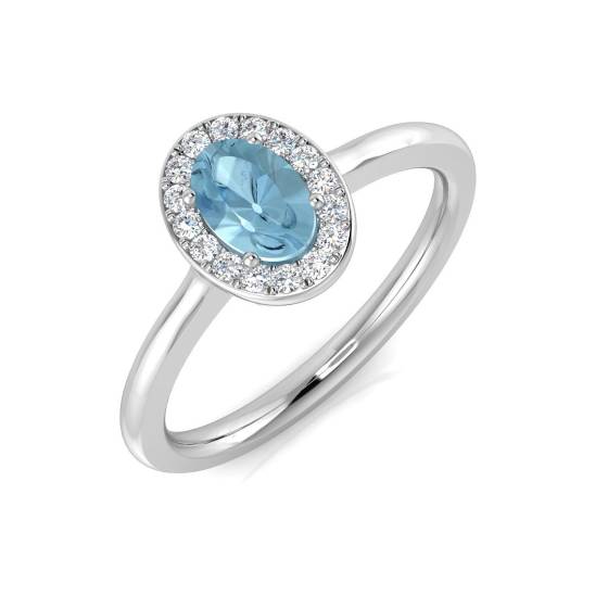 0.50ct VS/E-F Oval cut Aquamarine Gemstone Ring