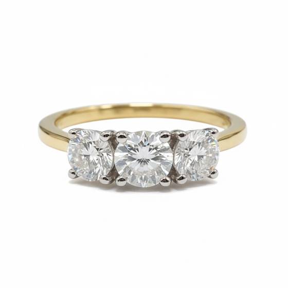 1.51ct I1/F-G 3 Round Natural Diamonds Trilogy Ring