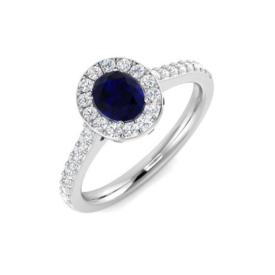 1.01ct SI/E-F Oval cut Blue Sapphire Gemstone Ring