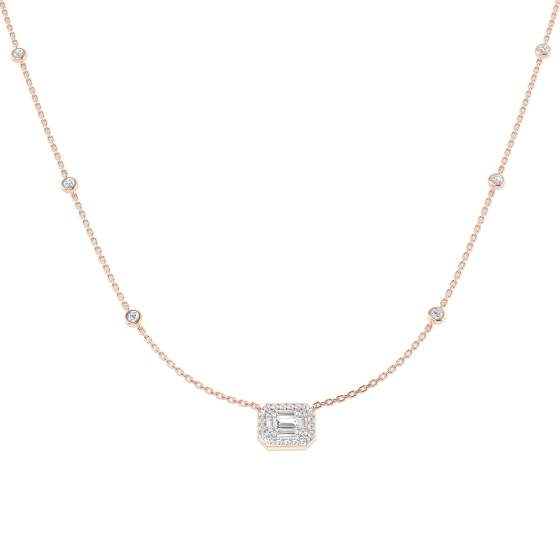 Round and Baguette Diamond Necklace