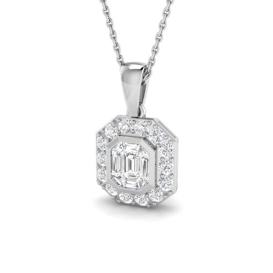Round and Baguette Diamond Pendant