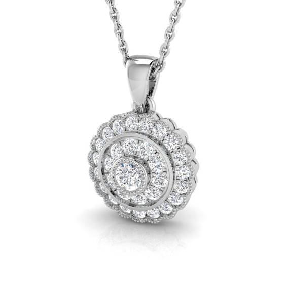 0.35ct VS/F-G Round cut Natural Diamonds Cluster Necklace