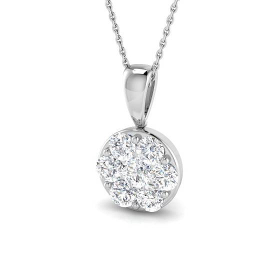 1.42ct VS/E-F Round cut Natural Diamonds Cluster Pendant