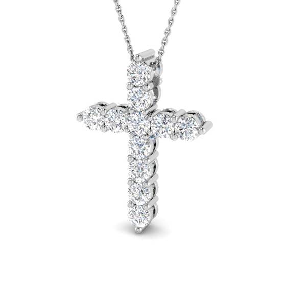 2.10ct VS/F-G Round cut Natural Diamonds Cross Pendant