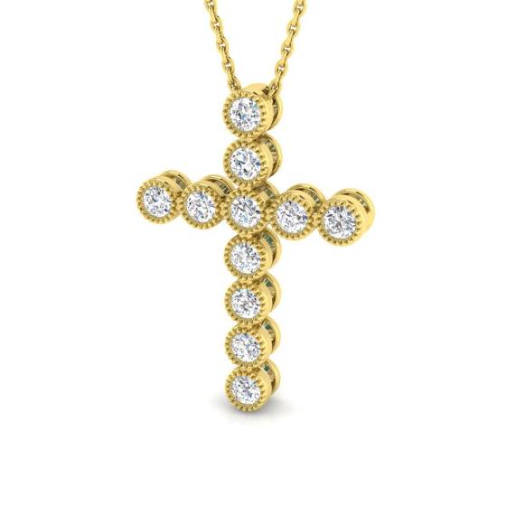 Round Diamond Cross Pendant