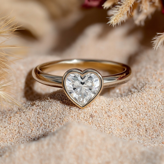 Heart Bezel Set Solitaire Engagement Ring