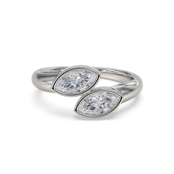 2 Stone Toi Et Moi Diamond Bezel Set Ring