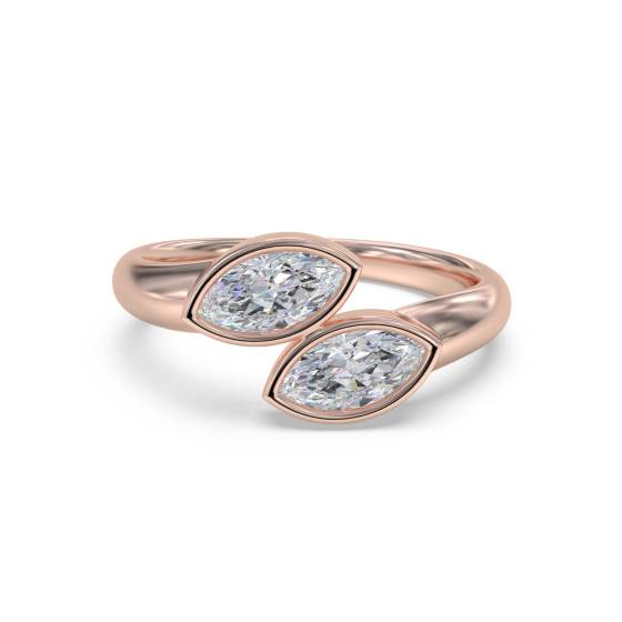 2 Stone Toi Et Moi Diamond Bezel Set Ring