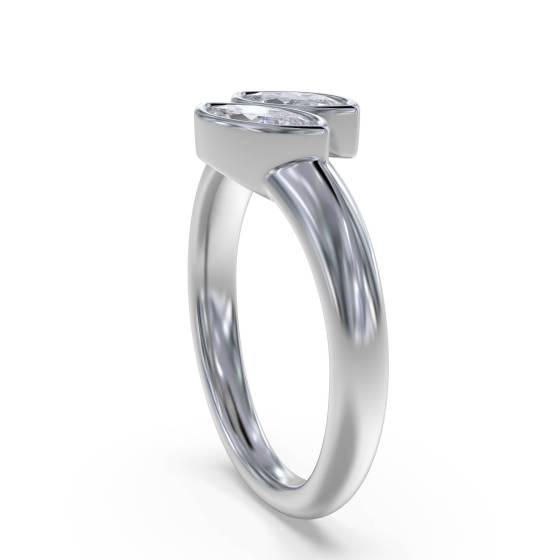 2 Stone Toi Et Moi Diamond Bezel Set Ring