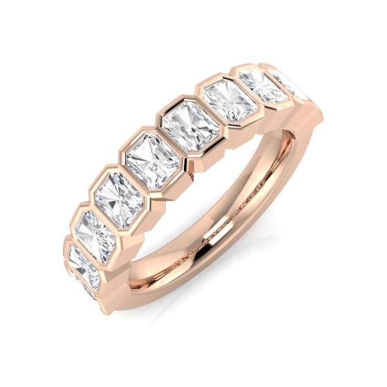 Emerald Diamond Bezel Set Half Eternity Ring