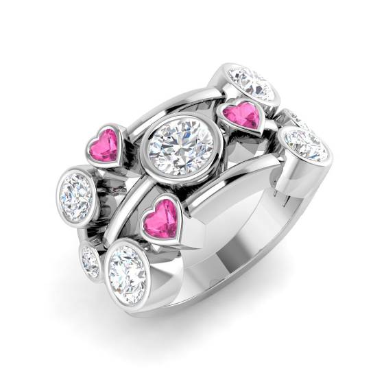 Heart Cut Pink Sapphire Bezel Set Ring