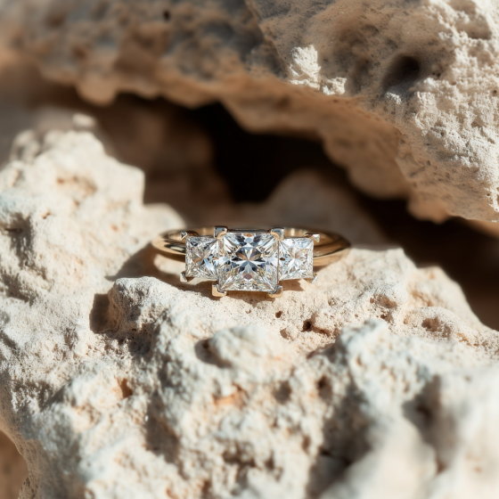 Classic Princess Diamond Trilogy Ring