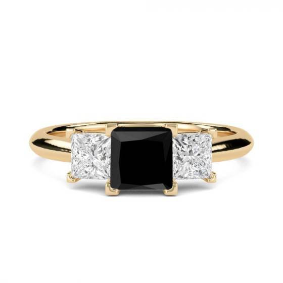 Princess Black Diamond Trilogy Ring