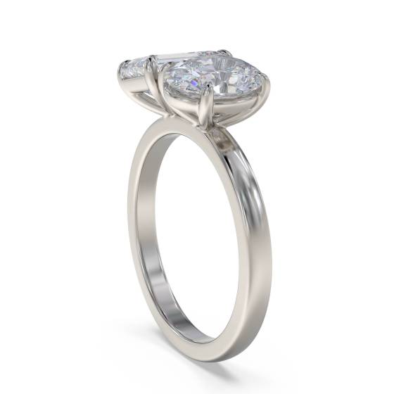 Emerald and Oval Two Stone Diamond Ring