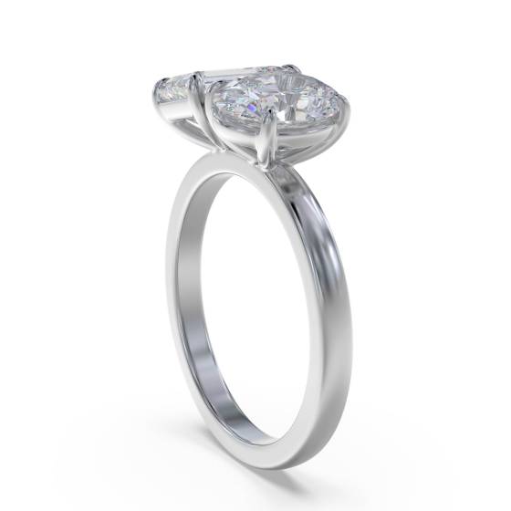 Emerald and Oval Two Stone Diamond Ring