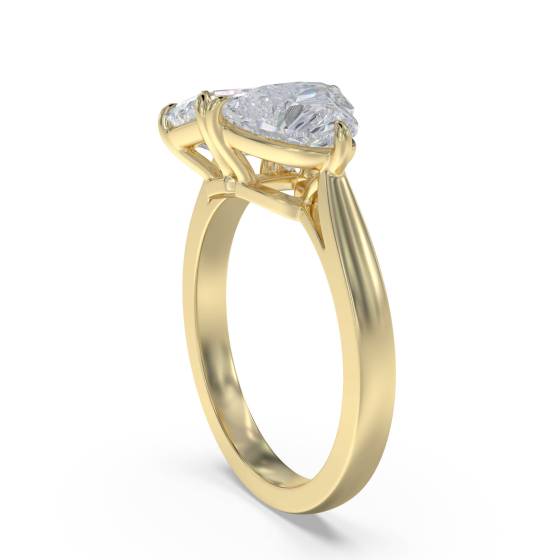 Emerald and Heart Two Stone Diamond Ring