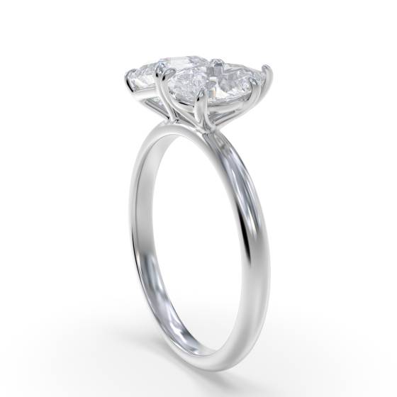 Asscher and Pear Two Stone Diamond Ring