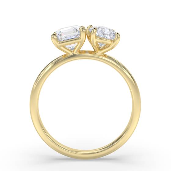 Asscher and Pear Two Stone Diamond Ring