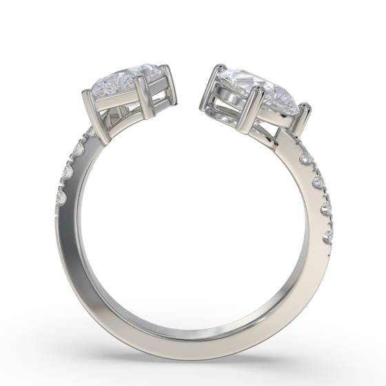 Radiant and Pear Two Stone Diamond Ring