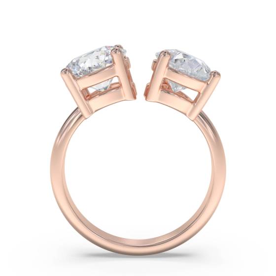 Round and Pear Two Stone Diamond Ring