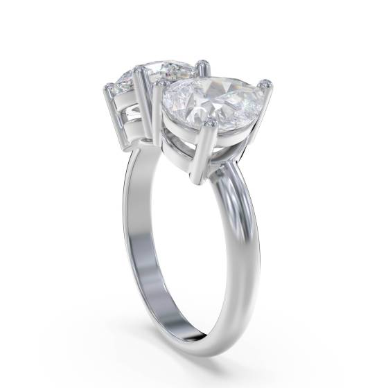 Round and Pear Two Stone Diamond Ring