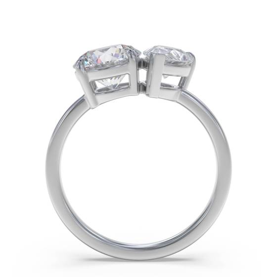 Round and Pear Two Stone Diamond Ring