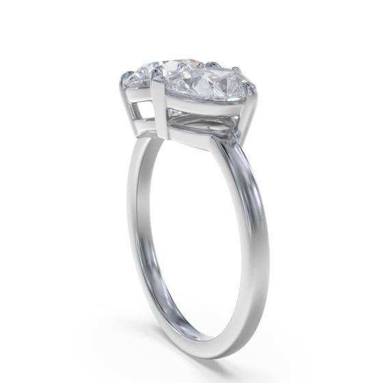 Round and Pear Two Stone Diamond Ring