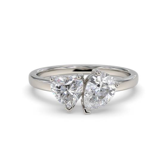 Heart and Pear Two Stone Diamond Ring